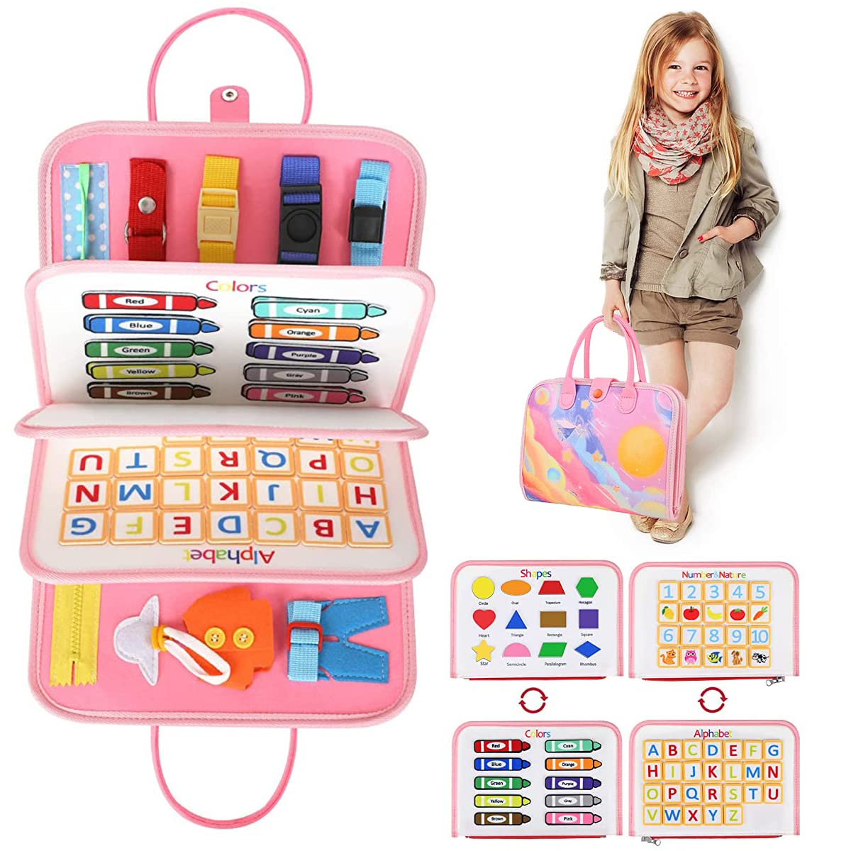 PATPAT Busy Board For Toddlers 1-3|Upgrade Montessori Toys For Toddlers Develop Basic Skillsfor All In 1 Educational Toys For 1 to 4 Year Kids|Activity Toy|Travel Learning Toys Gifts For Kids|Pink PATPAT Busy Board For Toddlers 1-3|Upgrade Montessori Toys For Toddlers Develop Basic Skillsfor All In 1 Educational Toys For 1 to 4 Year Kids|Activity Toy|Travel Learning Toys Gifts For Kids|Pink